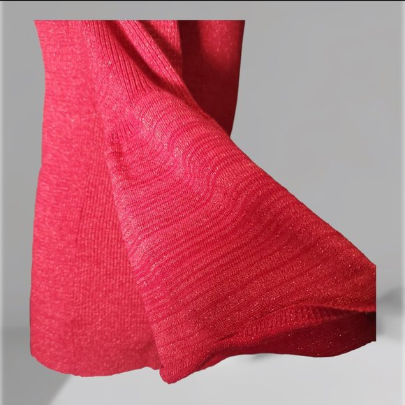 New Directions Sweater Tunic Blouse - Bell Sleeves - Red Sparkle Knit - Size L - Picture 4 of 9